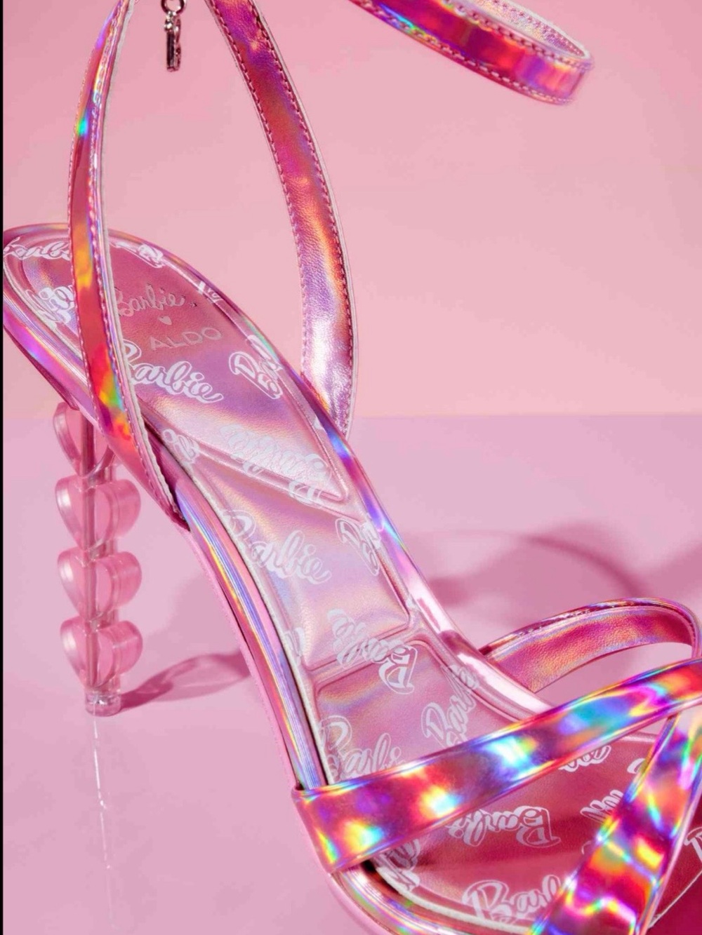 Holographic Pink Strappy Heels